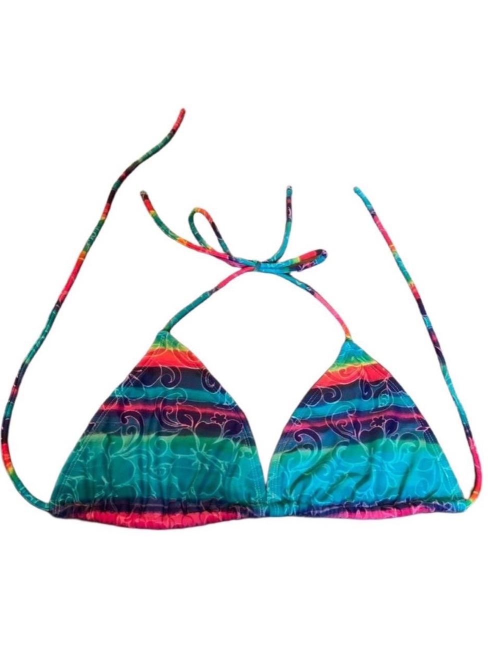 Y2K Boho Multicolour Floral Hibiscus Printed Bikini Top